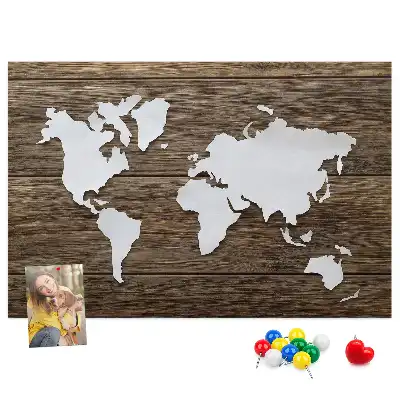 World Map Printed Cork Memo Board