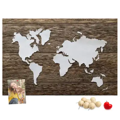 World Map Printed Cork Memo Board