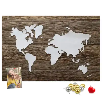 World Map Printed Cork Memo Board