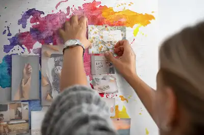Watercolor world map cork memo board