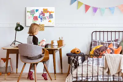 Watercolor world map cork memo board