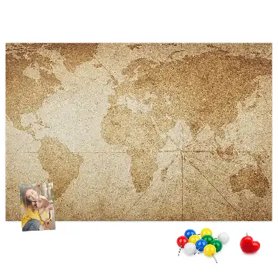 Vintage world map cork memo board