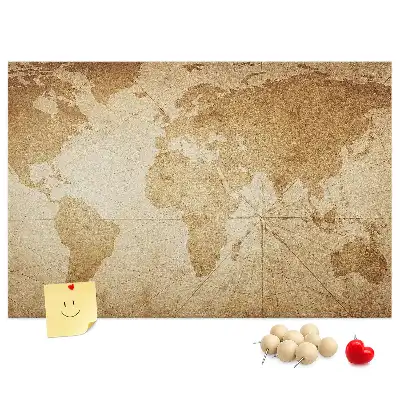 Vintage world map cork memo board
