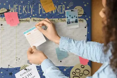 Printed Cork Board Space weekly planner
