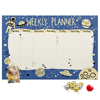 Printed Cork Board Space weekly planner
