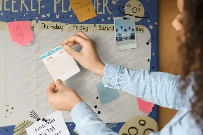 Printed Cork Board Space weekly planner