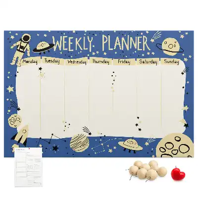 Printed Cork Board Space weekly planner