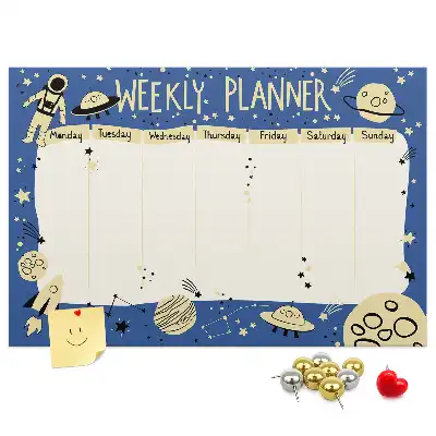 Printed Cork Board Space weekly planner