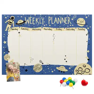 Printed Cork Board Space weekly planner