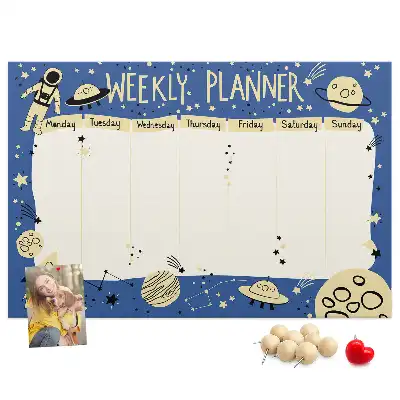 Printed Cork Board Space weekly planner