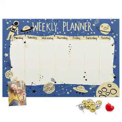 Printed Cork Board Space weekly planner