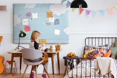 Cork memo board and blackboard for kids