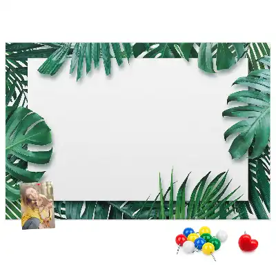 Printed Cork Memo Board Tropical leaves