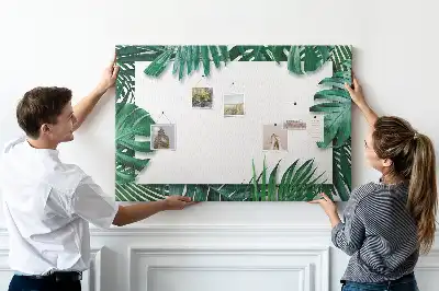 Printed Cork Memo Board Tropical leaves