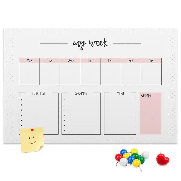 Printed Cork Weekly Planner Memo Board