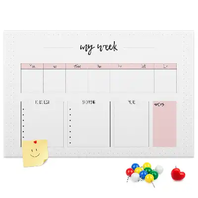 Printed Cork Weekly Planner Memo Board