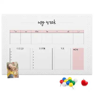 Printed Cork Weekly Planner Memo Board