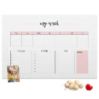 Printed Cork Weekly Planner Memo Board