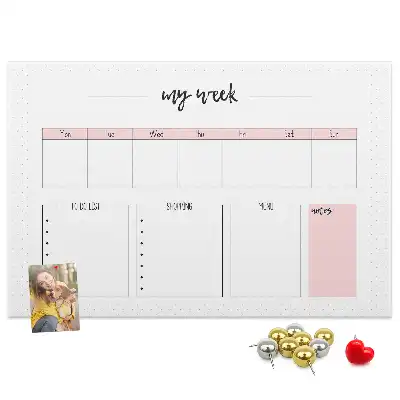 Printed Cork Weekly Planner Memo Board