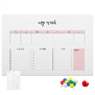 Printed Cork Weekly Planner Memo Board