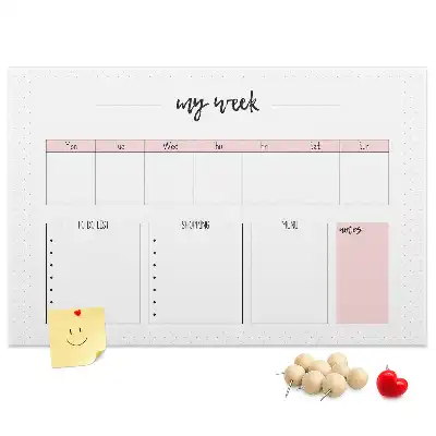 Printed Cork Weekly Planner Memo Board