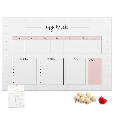Printed Cork Weekly Planner Memo Board