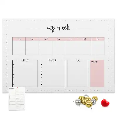 Printed Cork Weekly Planner Memo Board