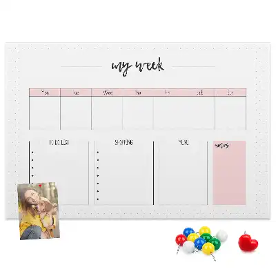 Printed Cork Weekly Planner Memo Board