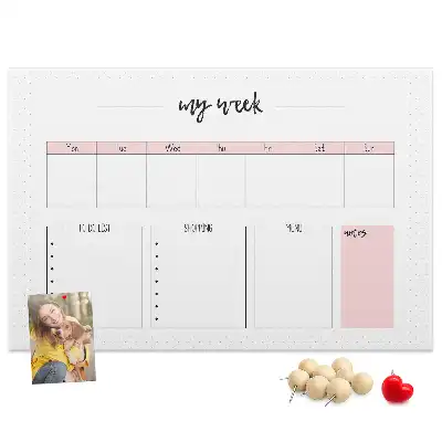 Printed Cork Weekly Planner Memo Board