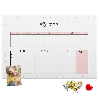 Printed Cork Weekly Planner Memo Board