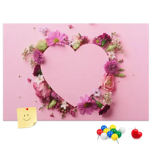 Heart of Flowers Cork Memo Board