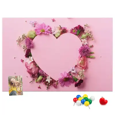 Cork memo board Heart of flowers