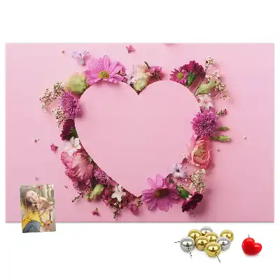 Cork memo board Heart of flowers
