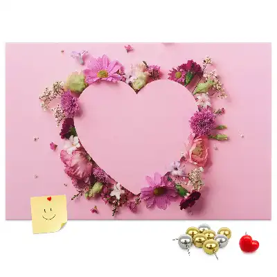 Cork memo board Heart of flowers