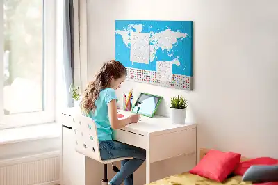 World Map Printed Cork Board with Countries Outline