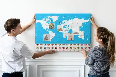 World Map Printed Cork Board with Countries Outline