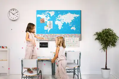 World Map Printed Cork Board with Countries Outline
