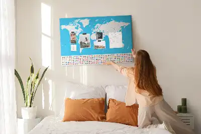 World Map Printed Cork Board with Countries Outline