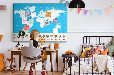 World Map Printed Cork Board with Countries Outline