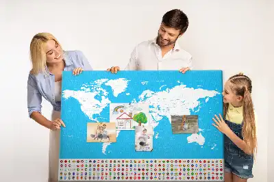 World Map Printed Cork Board with Countries Outline