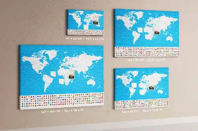 World Map Printed Cork Board with Countries Outline