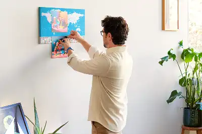 World Map Printed Cork Board with Countries Outline
