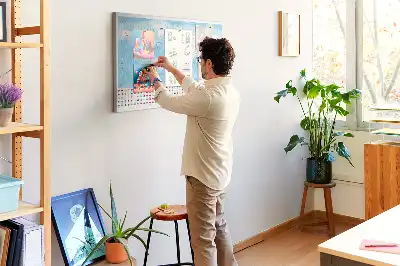 Cork Memo Board with Continent Map Illustration