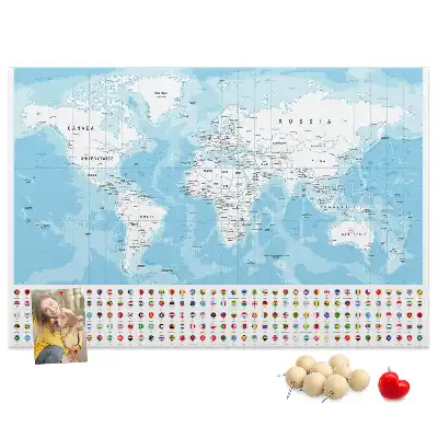 Cork Memo Board with Continent Map Illustration