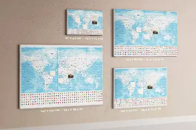 Cork memo board Continent map illustration