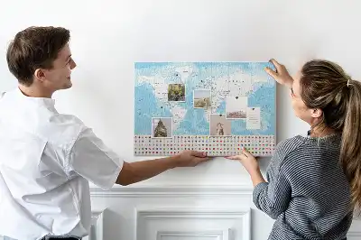 Cork Memo Board with Continent Map Illustration