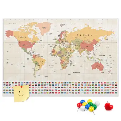 Printed Cork Board World Map