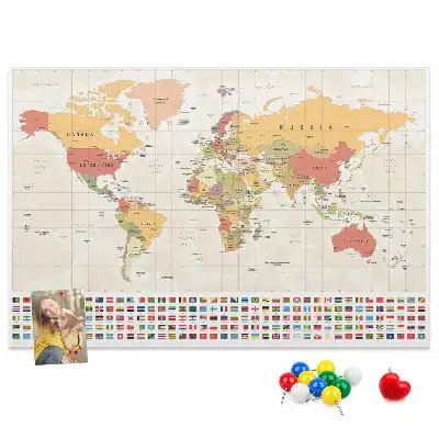 Printed Cork Board World Map
