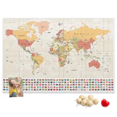 Printed Cork Board World Map