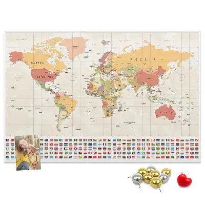 Printed Cork Board World map design